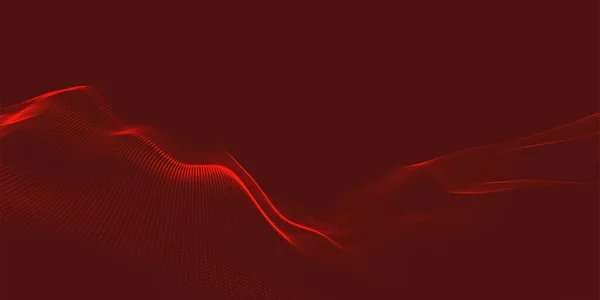 Хвиля Частинок Хвиля Абстрактний Цифровий Пейзаж Технологічний Фон Ілюстрація Векторні — стоковий вектор