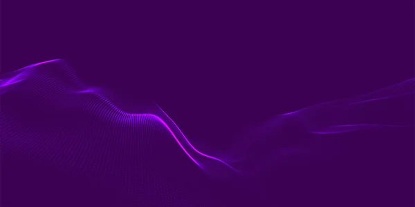 Wave Particles Wave Abstract Digital Landscape Technology Background Illustration Vector — 스톡 벡터