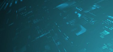 Abstract digital background. Data flow information. Concept of digital communication. Big data visualization. Vector illustration. 3d rendering