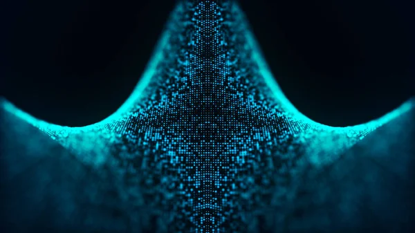 デジタル技術の背景 輝く点のダイナミックな波 プレゼンテーションデザインの未来的背景 — ストック写真