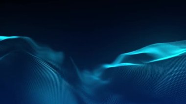 Dynamic colored wave of glowing particles. Digital technology background. 3d rendering. 4k animation.