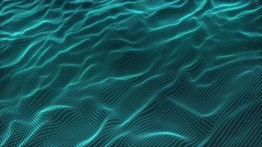 Dijital teknoloji geçmişi. Parlayan noktalar dalgası. Sunum tasarımı için fütüristik arka plan. 3D görüntüleme. 4k animasyon