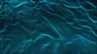 Technology background . Abstract digital wave of particles. Futuristic point wave. 3D rendering