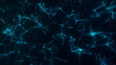 Abstract background with connecting dots and lines. Network connection structure. Plexus effect. 3d rendering.