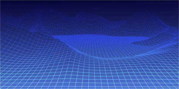 抽象ベクトルのワイヤーフレームの背景 サイバースペース グリッド 3D技術のワイヤーフレームベクトル図 プレゼンテーション用のデジタルワイヤーフレーム — ストックベクタ