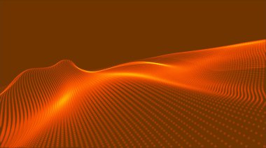 Wave of particles. Wave 3d. Abstract digital landscape. Technology background. illustration. Vector illustration.