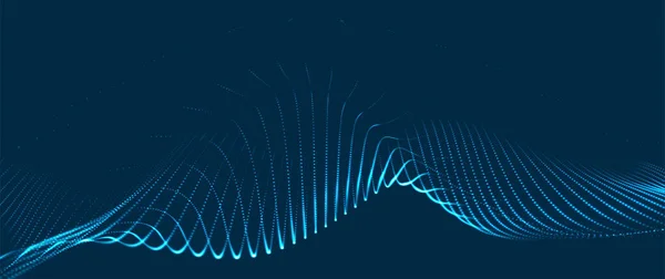 Хвиля Частинок Хвиля Абстрактний Цифровий Пейзаж Технологічний Фон Ілюстрація Векторні — стоковий вектор