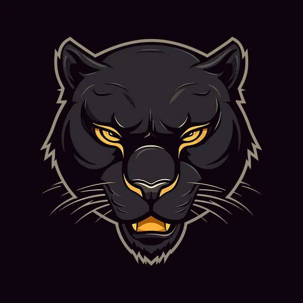 Vector Angry Panther Head Black Background Wild Animals Angry Black — Stock Vector