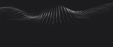 Wave of particles. Futuristic dots pattern on light background. Big data digital code. Technology or Science Banner. 3D rendering. Vector illustration