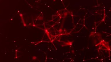 Ağ bağlantısı yapısı. Büyük veri. Noktalar ve doğrular birleştiriliyor. Soyut teknoloji geçmişi. 3D görüntüleme. 4k animasyon.