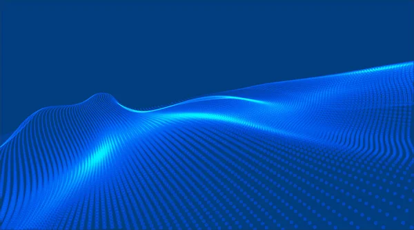 Wave Particles Wave Abstract Digital Landscape Technology Background Illustration Vector — Διανυσματικό Αρχείο