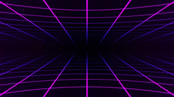 Abstrakte Retro Synthwave Raster Schleifen Animation Hintergrund Rendering Looping Grid — Stockfoto