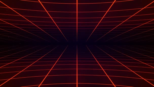 Soyut Retro Synthwave Izgara Döngüsü Animasyon Arkaplan Canlandırma Ekrandan Uzaklaşan — Stok video