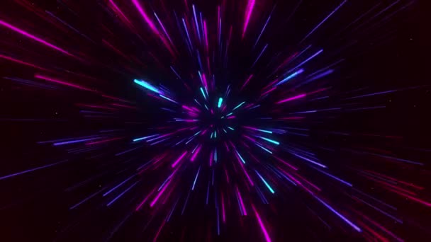 放射状線の幾何学的背景 データフロー トンネルだ 爆発物の星 運動効果 グローイングラインのコンセプトトンネル背景アニメーション 4K映像 — ストック動画