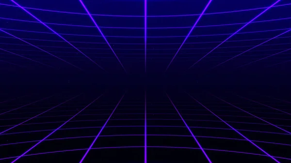 Soyut Retro Synthwave Izgara Döngüsü Animasyon Arkaplan Canlandırma Ekrandan Uzaklaşan — Stok fotoğraf