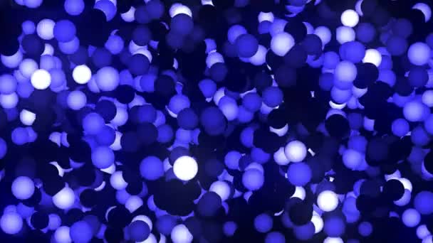 Bolas Azuis Brilhantes Iluminam Voam Quarto Fundo Abstrato Esferas Luminosas — Vídeo de Stock