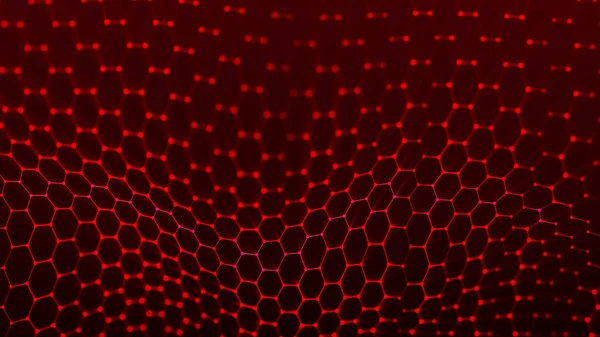 Futuristic Hexagon Background Futuristic Honeycomb Concept Wave Particles Data Technology — Fotografia de Stock