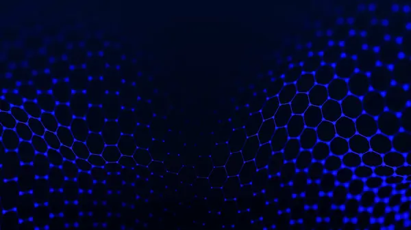 Futuristic Hexagon Background Futuristic Honeycomb Concept Wave Particles Data Technology — Foto de Stock