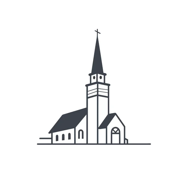 Icône Bâtiment Église Église Dans Style Dessin Art Ligne Continue — Image vectorielle
