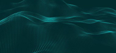 Wave of particles. Wave 3d. Abstract digital landscape. Technology background. illustration. Vector illustration.