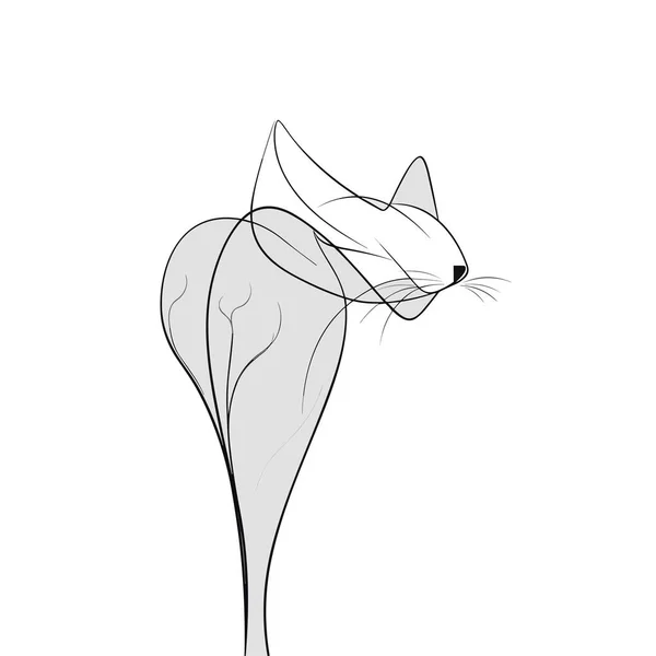 ベクトル線画猫イラスト 最小限の猫 滑らかな線 輪郭のベクトルアイコン 線形形式 — ストックベクタ