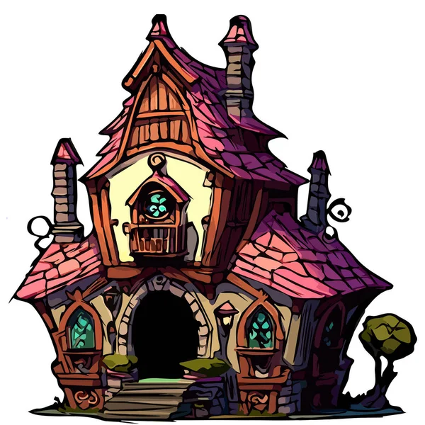 Colored Cartoon House Funny House Cartoon Illustration Pretty Fabulous House — Stock Vector