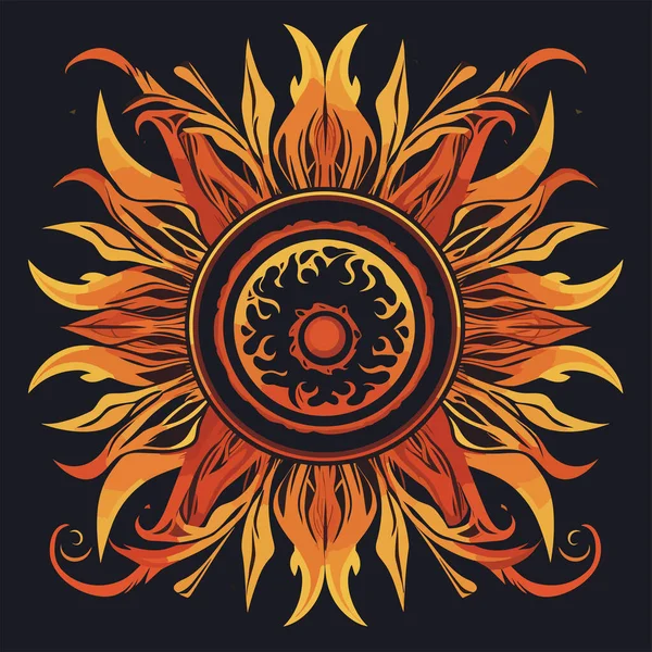 Абстрактно Стилизованный Древний Символ Солнца Майя Тёмном Фоне Рисунок Значка — стоковый вектор