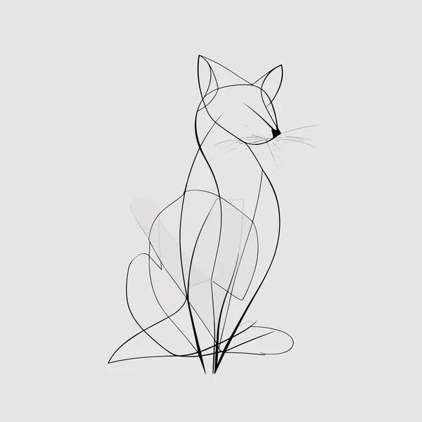 Vector Line Art Cat Illustration Minimal Cat Smooth Lines Vector — Stock Vector