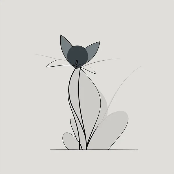 Vector Line Art Cat Illustration Chat Minimal Lignes Lisses Icône — Image vectorielle