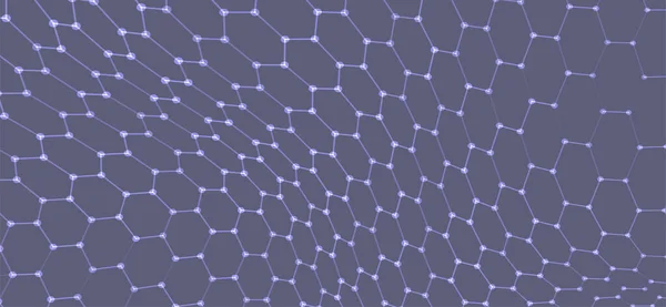 Futuristic Hexagon Background Futuristic Honeycomb Concept Wave Particles Data Technology — Vetor de Stock