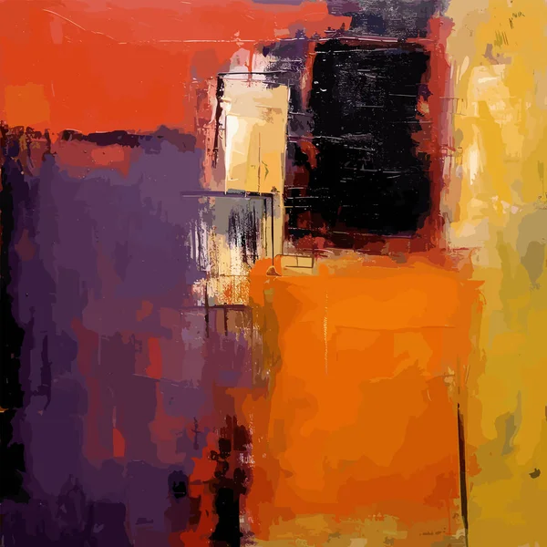 Peinture Fond Abstraite Avec Pinceau Noir Orange Beige Pour Affiche — Image vectorielle
