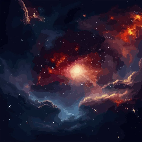 Εικονογράφηση Διανυσματικού Χώρου Νεφέλωμα Και Γαλαξίες Στο Διάστημα Πολύχρωμο Φόντο — Διανυσματικό Αρχείο