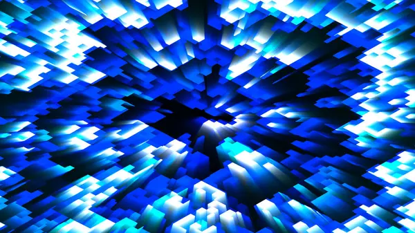 抽象的なパターン青と白のシームレスモザイクの背景 コンピュータ画像 分数幾何学 発光ブロックのポータル Sci Fi又はハイテクの背景 — ストック写真