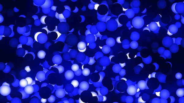 Светящиеся Голубые Шары Загораются Летят Комнату Абстрактный Творческий Фон Неоновыми — стоковое фото