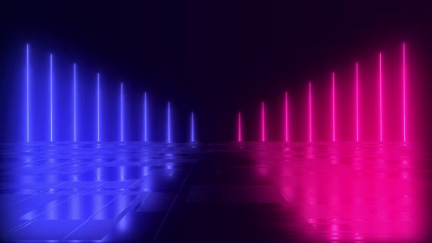 Futurystyczne Sci Abstrakcja Jasnej Kolorowej Postaci Światła Neonowego Ciemnym Tle — Wideo stockowe