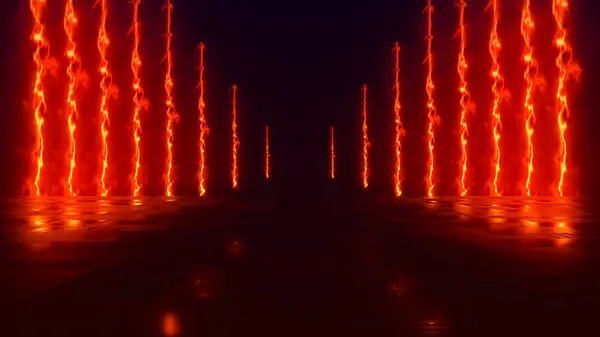 Futurisztikus Sci Egy Világos Színes Neon Fényfigura Absztrakciója Sötét Háttérrel — Stock Fotó