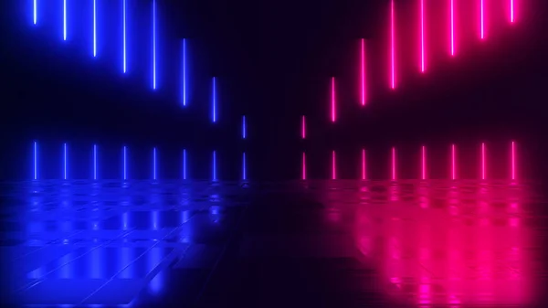 Futuristic Sci Abstraction Bright Colored Neon Light Figure Dark Background — Stok Foto