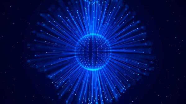 Visualização Dados Esfera Futurista Abstrata Partículas Energia Fluindo Fundo Digital — Fotografia de Stock