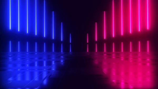 Futuristic Sci Abstraction Bright Colored Neon Light Figure Dark Background — Stok Foto