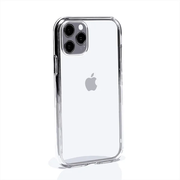 Blanco Iphone Pro Max Caja Silicona Transparente Vista Trasera Maqueta — Vector de stock