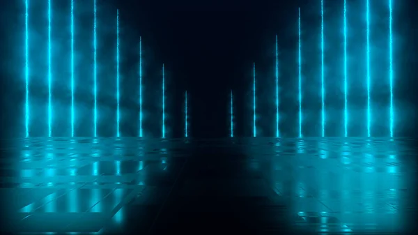 Futuristiska Sci Abstraction Bright Colored Neon Light Figure Dark Background — Stockfoto