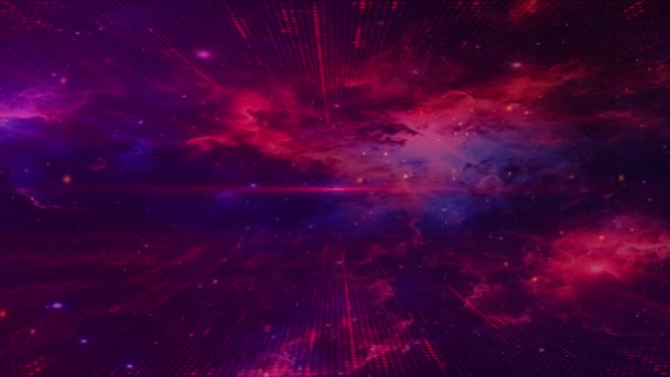 Volo Nello Spazio Con Simulazione Galassie Nebulose Ciclo Senza Soluzione — Video Stock