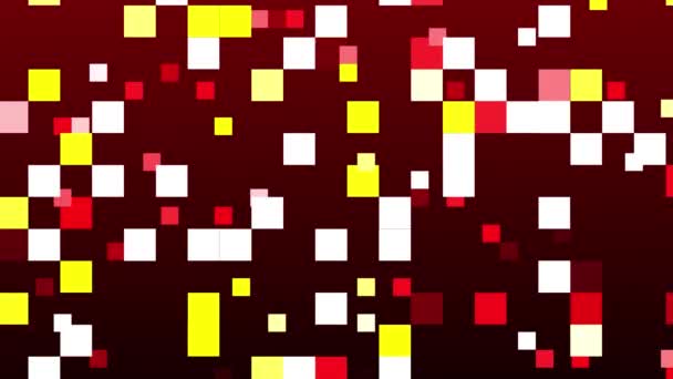 创意背景动画由正方形组成 技术背景与发光的几何方块粒子 色彩斑斓的多色小正方形 小方块简单的计算机拼图 — 图库视频影像