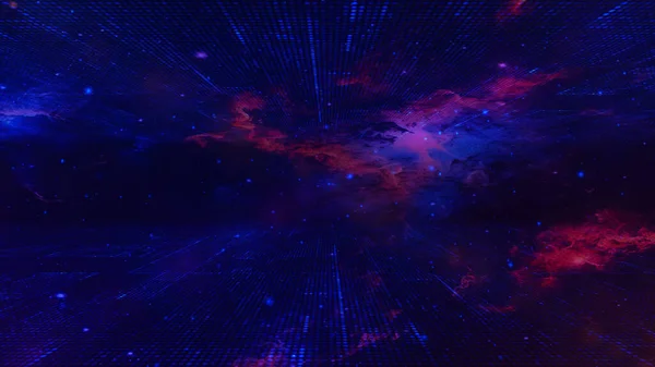 Flyg Rymden Med Simulering Galaxer Och Nebulosor Rymdflygningens Sömlösa Slinga — Stockfoto