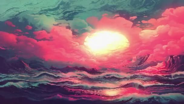 Sea Sunset Sky Sun Clouds Beautiful Sea Wave Sky Sunset — Stock Video