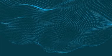 Abstract digital particle wave. Futuristic dotted wave. Technology background vector. Vector illustration