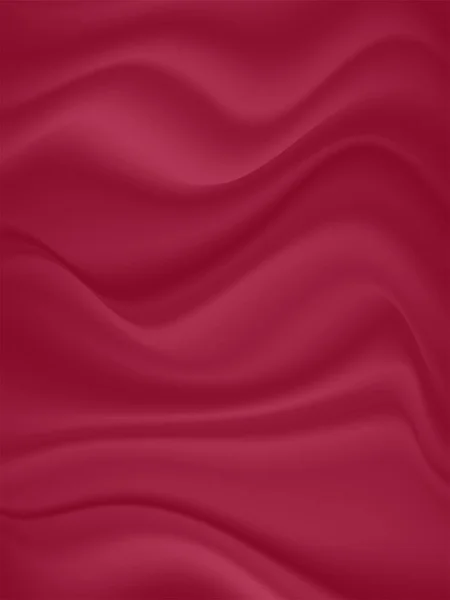 Textura Tela Seda Satinada Color Rojo Tejido Rojo Ondulado Fondo — Vector de stock
