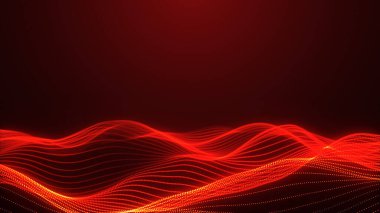 Ağ bağlantısı noktaları ve çizgileri. Veri teknolojisi çizimi. Dinamik dalgalı soyut bir arkaplan. Pleksus. 3d oluşturma.