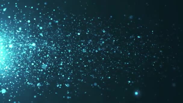 光る粒子のダイナミックな波 デジタル技術の背景 明るい粒子が宇宙を飛んでいる ボケ効果を有する粉砕粒子 3Dレンダリング 4Kアニメーション — ストック動画