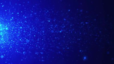 Parlayan parçacıkların dinamik dalgası. Dijital teknoloji geçmişi. Parlayan parlak parçacıklar uzayda uçar. Bokeh etkisiyle titreşen parçacıklar. 3D görüntüleme. 4k animasyon.